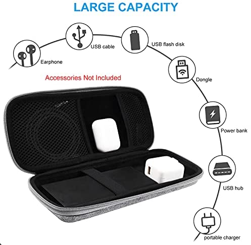 Miloocul Portable Charger Organizer Travel Case Shockproof Power Bank Case For Anker/Jackery/RAV/20000/30000mAh Power Bank Leather Electronic Case For PowerCore (Deep Green, Single Layer-Large - View #3