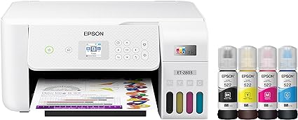 Epson EcoTank ET-2803 Wireless Color All-in-One Cartridge-Free Supertank Printer with Scan, Copy and AirPrint Support